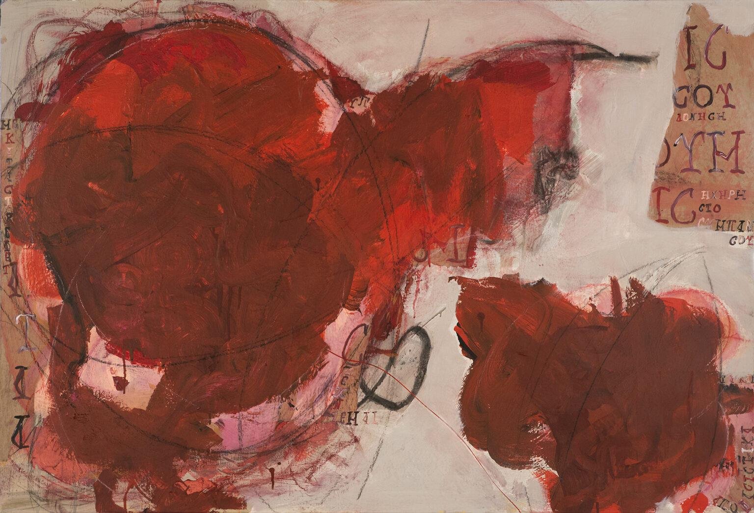 Between Two Gestures Mixed media on paper mounted on canvas 100 × 130 cm 2026