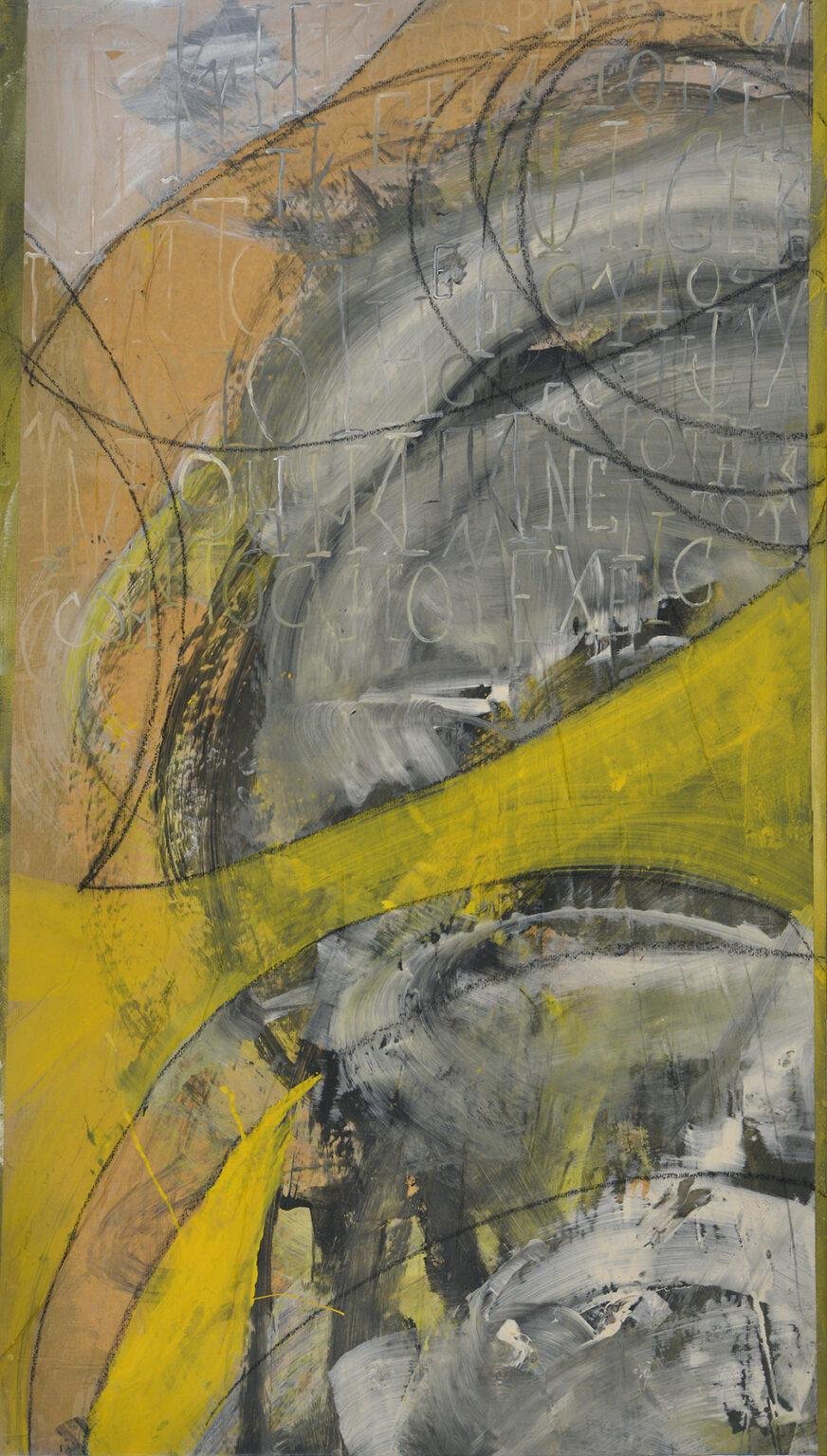 Crossing Mixed media on paper mounted on canvas 140 × 80 cm 2026