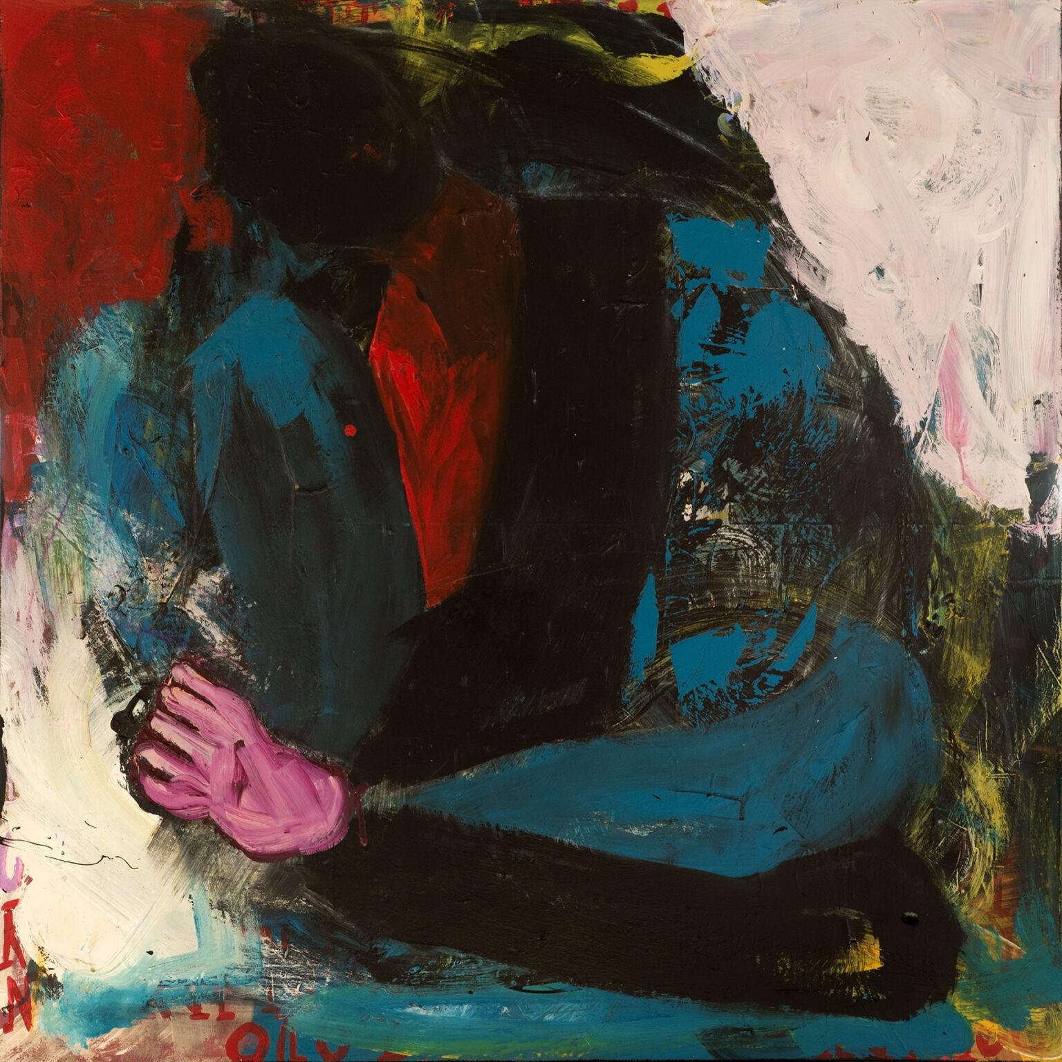 Maternity Mixed media on paper mounted on canvas 100 × 100 cm 2024